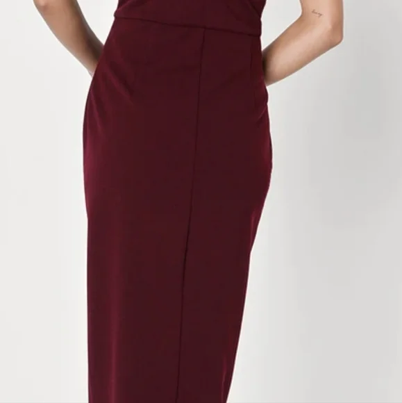 Lulus Burgundy One-Shoulder Cutout Asymmetrical Dress Size Medium - Picture 6 of 12